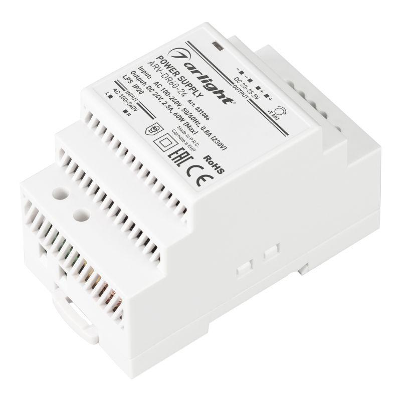 Рекомендуем купить Блок питания ARV-DR60-24 24В 2.5А 60Вт IP20 DIN-рейка Arlight 031086