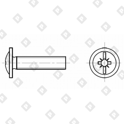 Винт DIN 967 М6x14 с низкой полукруглой головкой и прессшайбой, крестообразный шлиц, кл. пр. 4.6, оц. сталь - №3