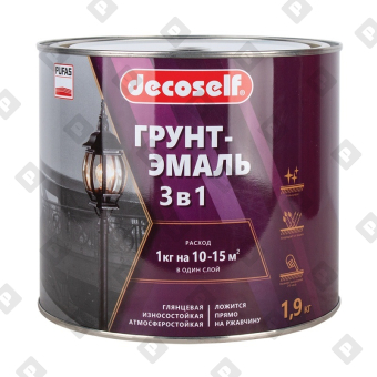 Грунт-эмаль Pufas Decoself 3 в 1 глянцевая красно-коричневая (1,9 кг) - №1