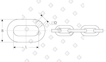 Цепь короткозвенная DIN 766 Ø5x18.5, нерж. сталь A2 - №2