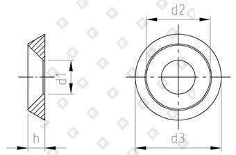 Шайба NF E 27-619 Ø10 полнотелая, со скосом 90 градусов, нерж. сталь AISI 303 - №4