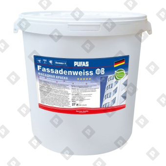 Краска фасадная Pufas Fassadenweiss A, белая, мороз. (27 л) - №1