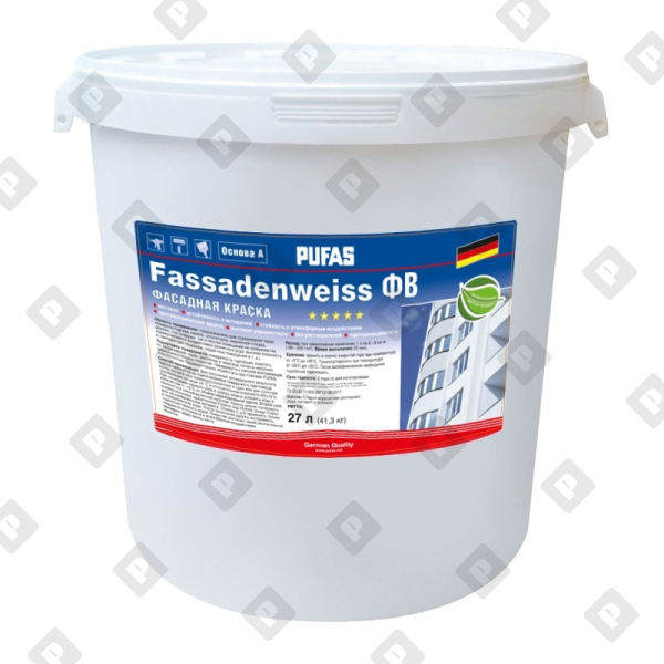 Краска фасадная Pufas Fassadenweiss D, мороз. (27 л) - №1