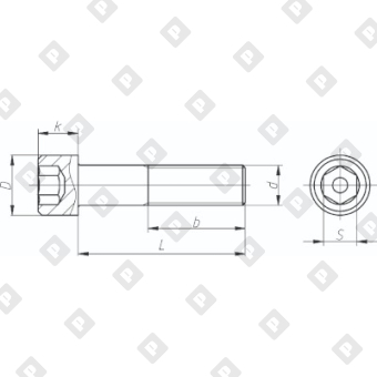 Винт DIN 912 М10x80/80 с полной резьбой и цилиндрической головкой с внутренним шестигранником, кл. пр. 8.8, оц. сталь - №2