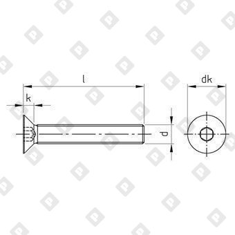Винт ISO 10642 (DIN 7991) M12x200 с потайной головкой и внутренним шестигранником, нерж. сталь А4 - №2