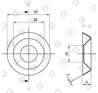 Шайба NF E 27-619 Ø4 штампованная, со скосом 90 градусов, нерж. сталь А2 - №2