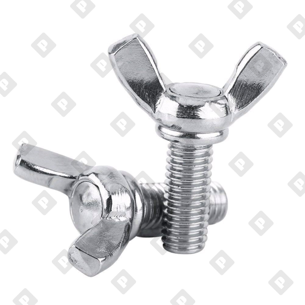 Винт DIN 316 M6x12 барашковый с прямыми лепестками американской формы, кл. пр. 4.8, оц. сталь - №1