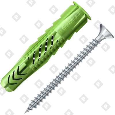 Универсальный эко дюбель Fischer UX 6x50 R S GREEN K NV SCREW с потайным шурупом, упаковка блистер  10 шт - №5