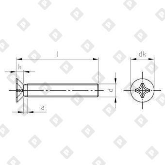 Винт DIN 965 М8x150 с потайной головкой и крестообразным шлицем PH, нерж. сталь A4 - №4