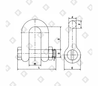 Скоба такелажная прямая G-2150 0.5 т с гайкой и шплинтом, кл. пр. 8 - №2