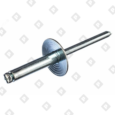 Заклепка вытяжная открытая 4,8x22 с экстра увеличенным бортом 16 мм, оц. сталь / оц. сталь - №1