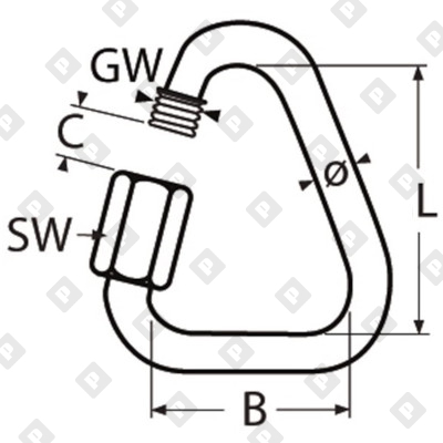 Карабин винтовой дельтавидный ART 8489 5 мм, нерж. сталь A4 - №2