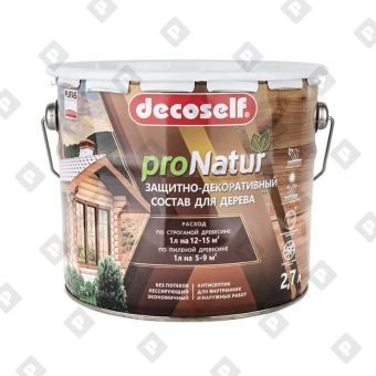 Антисептик лессирующий для дерева Pufas Decoself орех (2,7 л) - №1