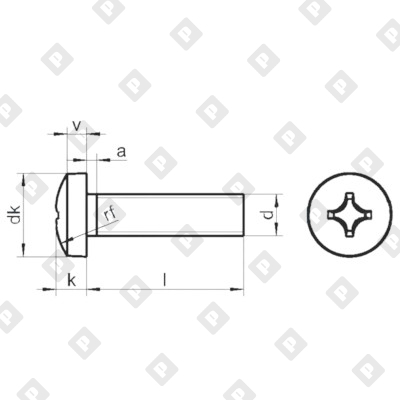 Винт DIN 7985 M6x90 с полуцилиндрической головкой и крестовым шлицем PH, кл. пр. 4.8, оц. сталь - №2