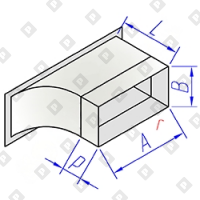 Врезка прямоугольного сечения радиусная в прямоугольный воздуховод - №1