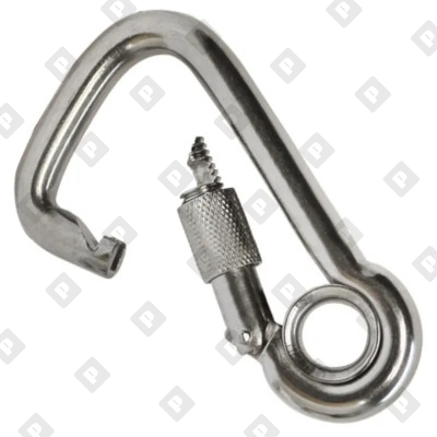 Карабин пружинный ассиметричный с кольцом и резьбовой втулкой ART 8951 8x80, нерж. сталь A4 - №1
