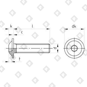 Винт ISO 7380-2 М4x8/8 с полукруглой головкой и прессшайбой, шлиц шестигранник HEX2.5, нерж. сталь A2 - №4